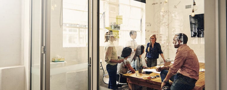 People talking in a conference room