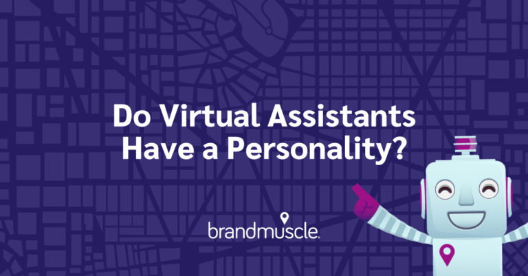 Do virtual assistants have a personality? text with smiling Markie robot