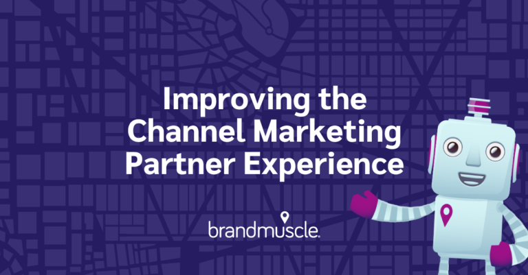 Improving the channel marketing partner experience text with smiling Markie robot