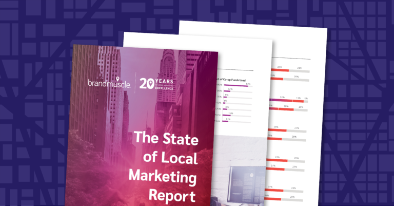 The State of Local Marketing Report cover with pages behind it