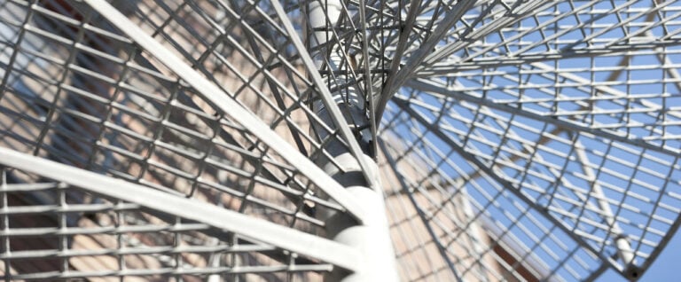 Closeup of metal spiral staircase