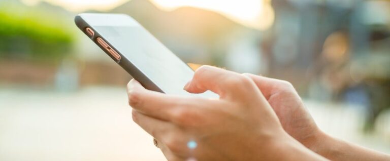 Closeup of smartphone in person's hands